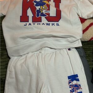 Champion Kids White KU Jayhawks Joggers